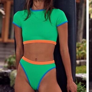 One one Brenda crop surf top & gaby surf bottom